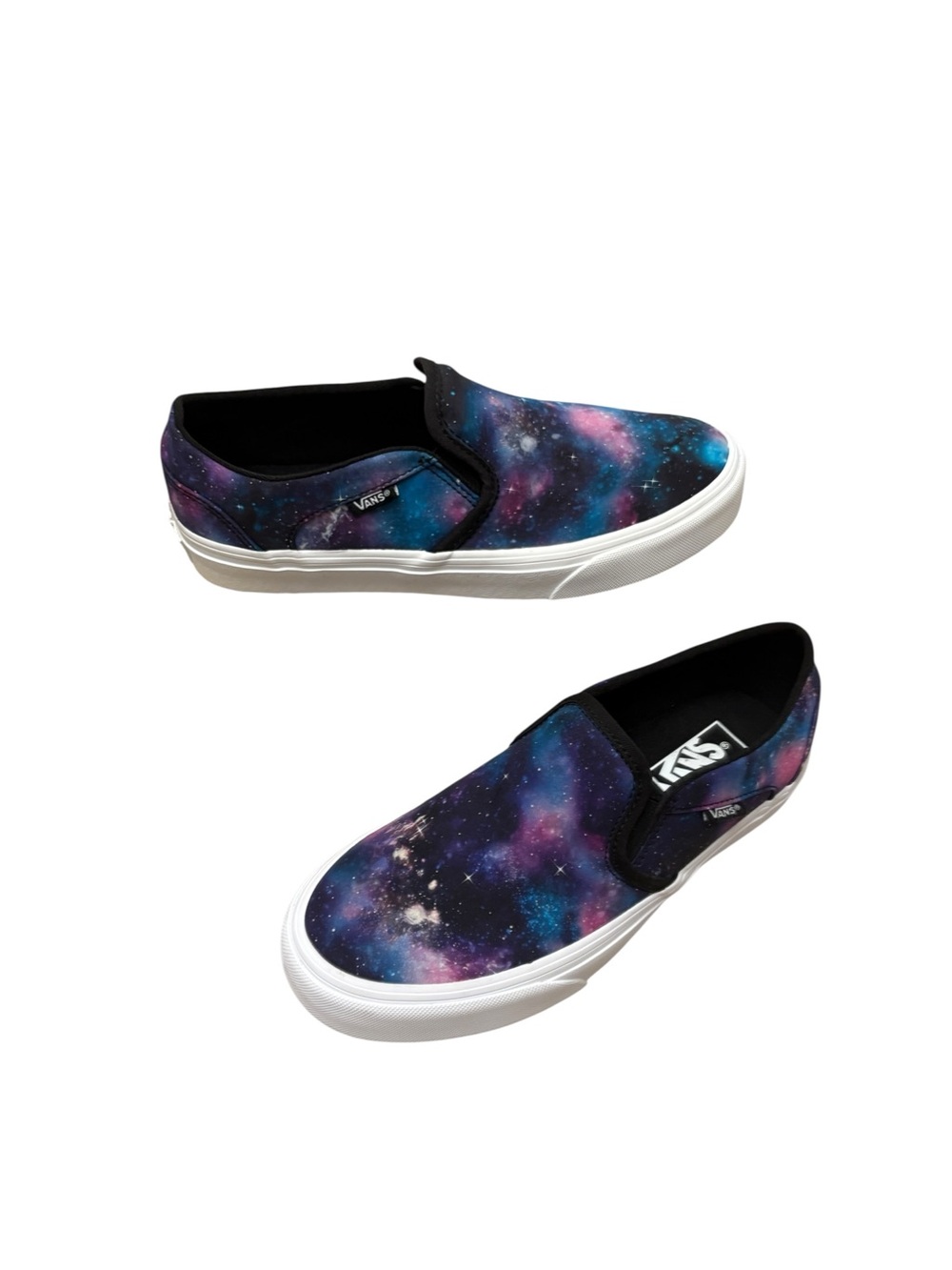 Vans Asher Classic Slip On Sneaker Skate Shoe Galaxy Blue Purple Womens Size 8